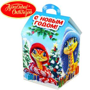 Сладкий подарок на Новый Год в картонной упаковке весом 600 грамм по цене 654 руб в Тотьме