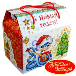 Детский новогодний подарок в картонной упаковке весом 950 грамм по цене 1108 руб в Тотьме